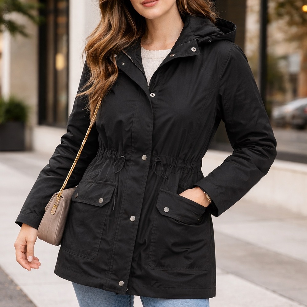 J.Crew Black Hooded Utility Anorak Jacket — Size XS